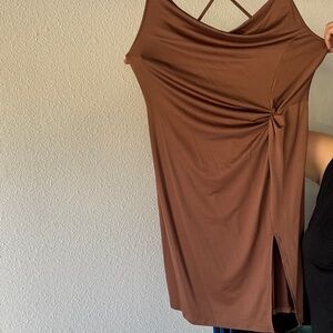 SHEIN Brown Backless Dress
